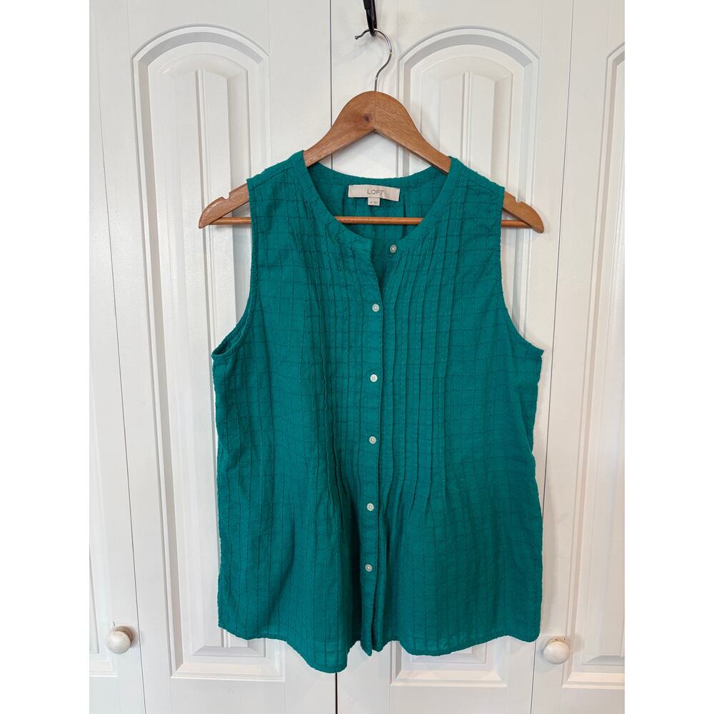 Loft Turqouise Button Front Tank Top Size Medium